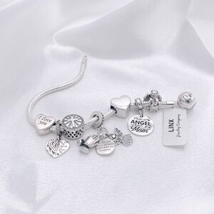 Linx Snake Chain Bracelet with Mom in Heaven Themed Charms Custom Engraved Name